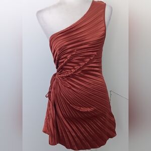 Chic One-Shoulder Dress in Rust
